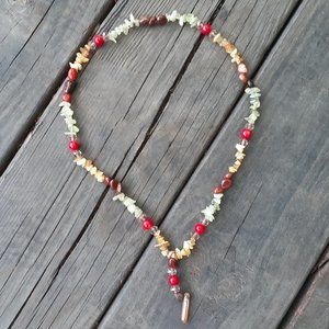 Yellow Opal Coral Jasper Quartz Necklace